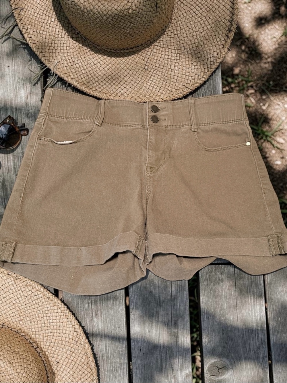 Apt. 9 Tummy Control High-Waist Rolled-Hem Shorts in Olive